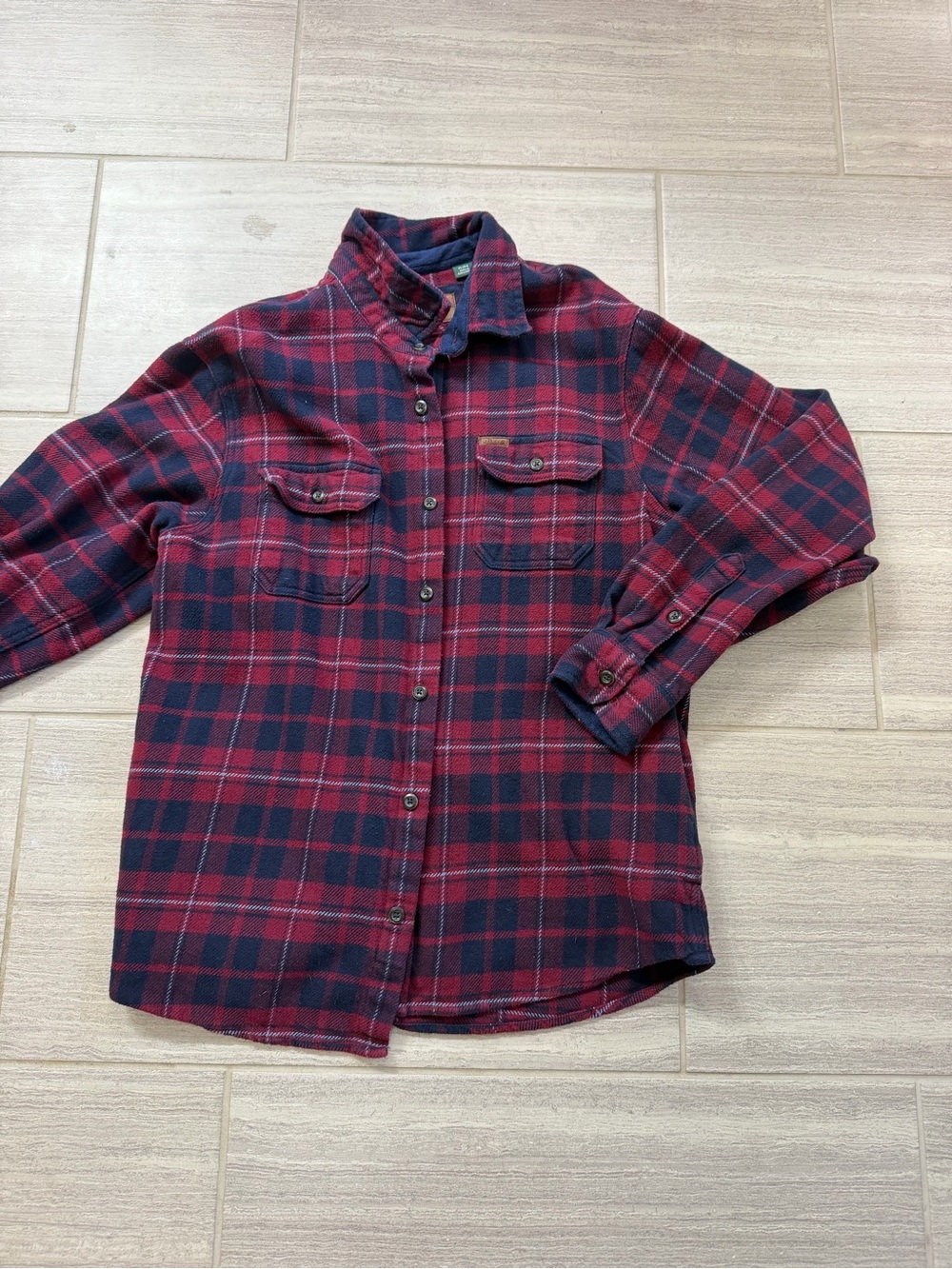 Orvis Red & Navy Plaid Button-Down Shirt
